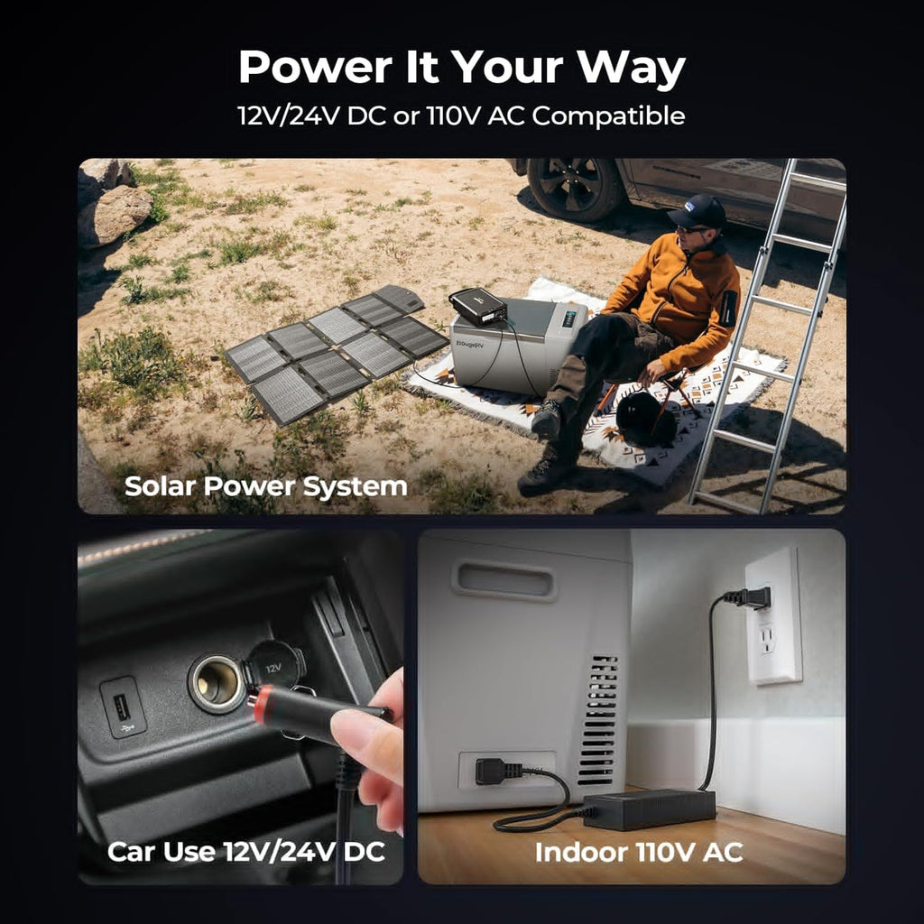 BougeRV 12 Volt Refrigerator 12V Car Fridge 23 Quart Portable Freezer Compressor Cooler